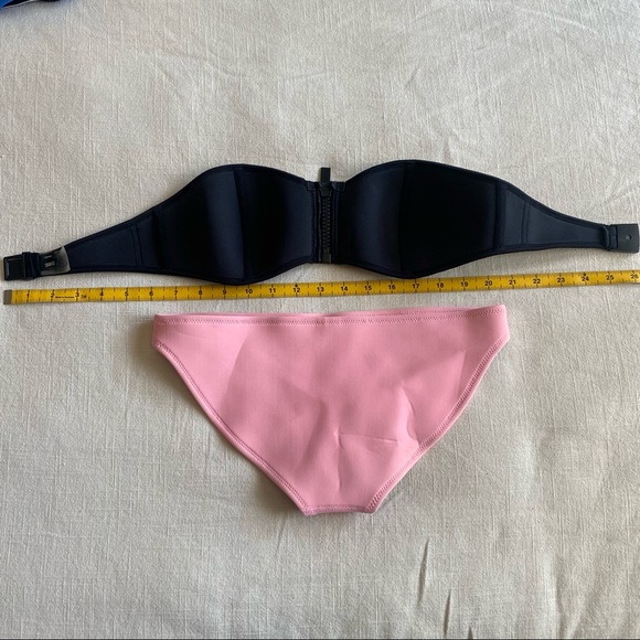 Triangl bandeau bikini with bag. Pink bottoms size XSmall, mesh top size small - Picture 2 of 4